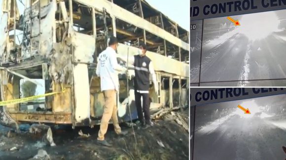CCTV Footage Bus Accident: నంద్యాల ట్రావెల్ బస్సు ప్రమాదం.. సీసీటీవీ ఫుటేజ్‌లో కీలక విషయాలు