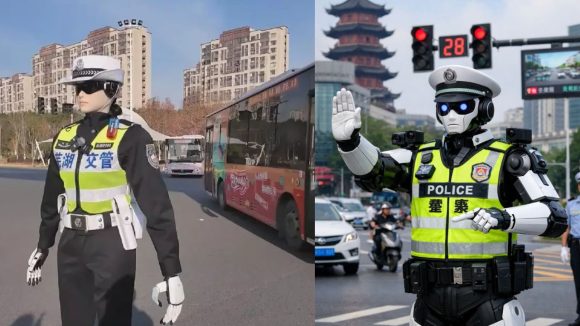 Chine Traffic Robot: నడిరోడ్డుపై రోబో పోలీసులు.. ట్రాఫిక్ నియమాలు ఉల్లంఘిస్తే తప్పించుకోవడం అసాధ్యం.. ఎందుకంటే