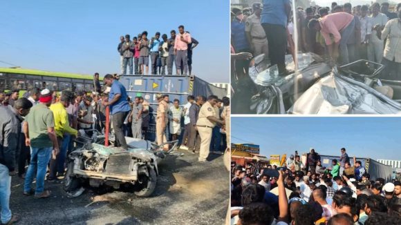 Road Accident: ఘోర రోడ్డు ప్రమాదం.. కంటైనర్‌ని ఢీ కొట్టిన కారు, టెక్కీ సహా 13 మంది మృతి