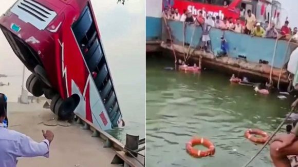 Bus Accident: ఘోర రోడ్డు ప్రమాదం.. నదిలోకి దూసుకెళ్లిన బస్సు, 25 మంది మృతి, లైవ్ విజువల్స్