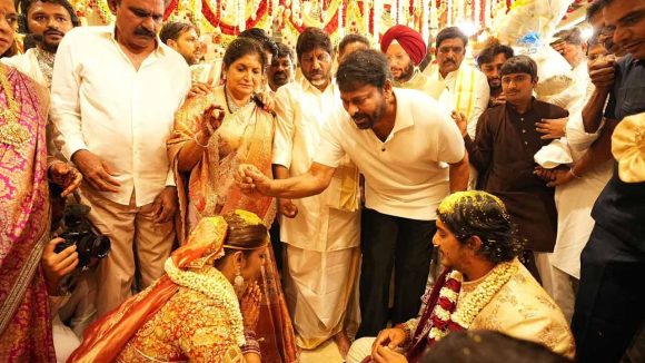 Chiranjeevi: డిప్యూటీ సీఎం కుమారుడి పెళ్లిలో మెగాస్టార్.. ఫొటోలు వైరల్!