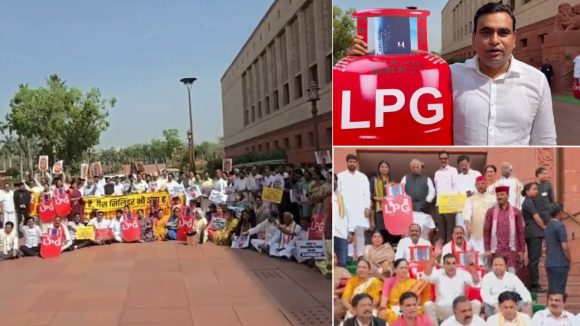 Gas Cylinders Crunch: ఎల్‌పీజీ కొరత.. లోక్‌సభ గేటు వద్ద ఎంపీల నిరసన, చర్చకు పెట్టాలని ఎంపీ కిరణ్ డిమాండ్