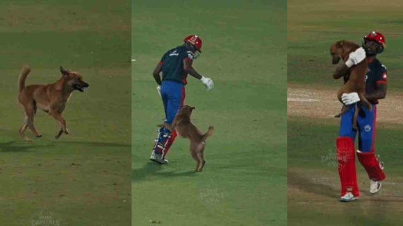Delhi Capitals-Dog: మ్యాచ్ మ‌ధ్య‌లో ఊర‌ కుక్క ఎంట్రీ…ఎత్తి అవ‌త‌ల ప‌డేసిన ఢిల్లీ ప్లేయ‌ర్ అభిషేక్