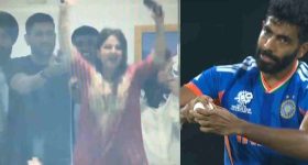 MS Dhoni - Sakshi: స్టెప్ క్యాచ్ ప‌ట్టిన బుమ్రా...ఎగిరి గంతేసిన సాక్షి సింగ్, ప‌రువు తీసిన‌ ధోని