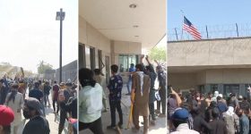 Karachi US Embassy attack: రెచ్చిపోయిన ఆందోళనకారులు..  కరాచీలో అమెరికా ఎంబసీపై దాడి