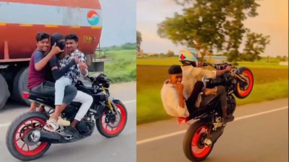 Bike Stunts: పల్నాడులో రెచ్చిపోయిన యువకులు.. స్పోర్ట్స్ బైక్‌లతో వీరంగం.. వీడియో వైరల్
