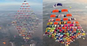 skydivers: ఆకాశంలో అద్భుతం.. ఫ్లోరిడాలో కానోపీ ఫార్మేషన్ ప్రపంచ రికార్డు బద్దలు