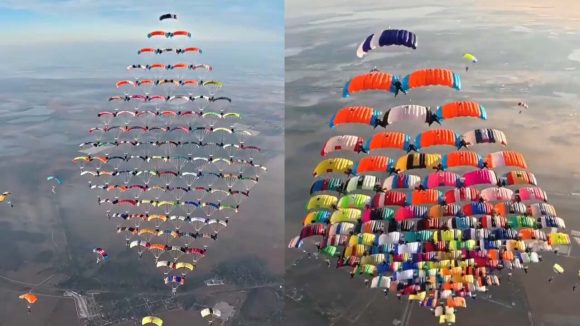 skydivers: ఆకాశంలో అద్భుతం.. ఫ్లోరిడాలో కానోపీ ఫార్మేషన్ ప్రపంచ రికార్డు బద్దలు