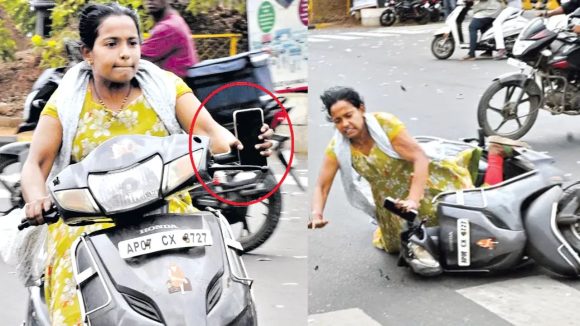 Vijayawada Accident: ఒక చేత్తో సెల్‌ఫోన్.. మరో చేత్తో డ్రైవింగ్.. అదుపుతప్పి కిందపడ్డ యువ‌తి