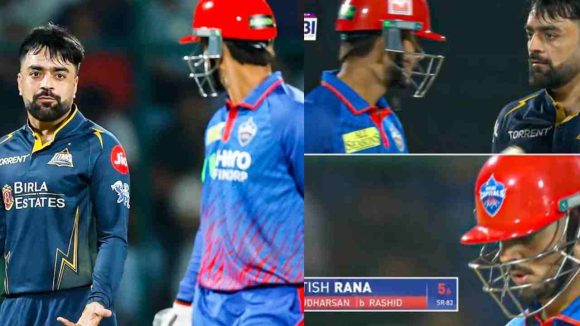 మ్యాచ్ మ‌ధ్య‌లో గొడ‌వ‌.. ర‌షీద్ ఖాన్ ను కొట్టేందుకు దూసుకెళ్లిన‌ నితీష్ రాణా