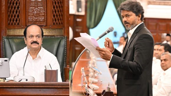 Tamilnadu Assembly: అసెంబ్లీ సీఎం విజయ్ తొలి స్పీచ్.. సనాతన ధర్మంపై ఉదయనిధి విమర్శలు