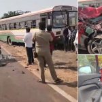చేవెళ్లలో ఘోర రోడ్డు ప్రమాదం.. ఆర్టీసీ బస్సు-కారు ఢీ,  ఎయిర్ బ్యాగ్స్ ఓపెన్ కావడంతో
