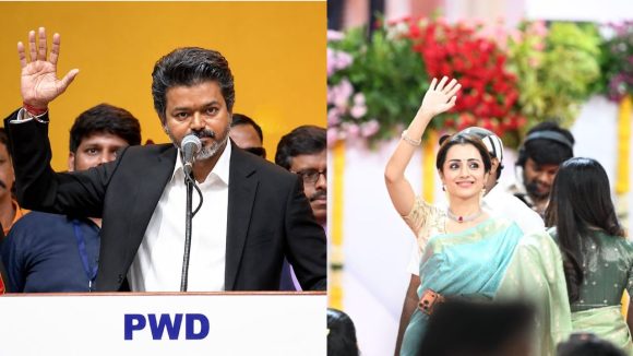 విజయ్ ముఖ్యమంత్రిగా ప్రమాణ స్వీకారం.. స్పెషల్ అట్రాక్షన్ గా త్రిష!