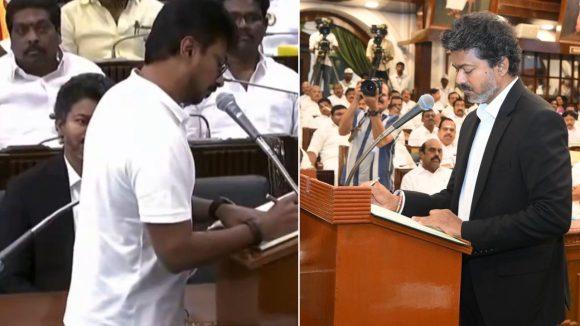 తమిళనాడు అసెంబ్లీలో ఆసక్తికర దృశ్యం.. సీఎం విజయ్-ప్రతిపక్ష నేత ఉదయనిధి స్టాలిన్, కేబినెట్ మంత్రి జేబులో