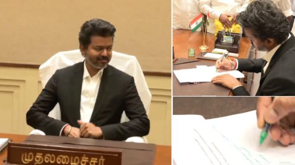 Vijay Signs First Order: తమిళనాడు సీఎం విజయ్.. ప్రమాణ స్వీకారం తర్వాత తొలి సంతకం దానిపైనే