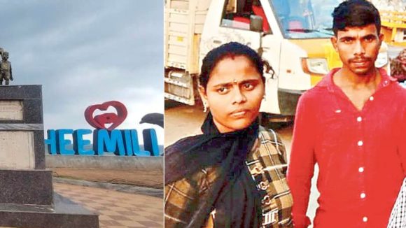 Bheemili: భీమిలి తీరంలో.. వడ దెబ్బ ముసుగు వేసి, చున్నీతో భర్త గొంతు బిగించి