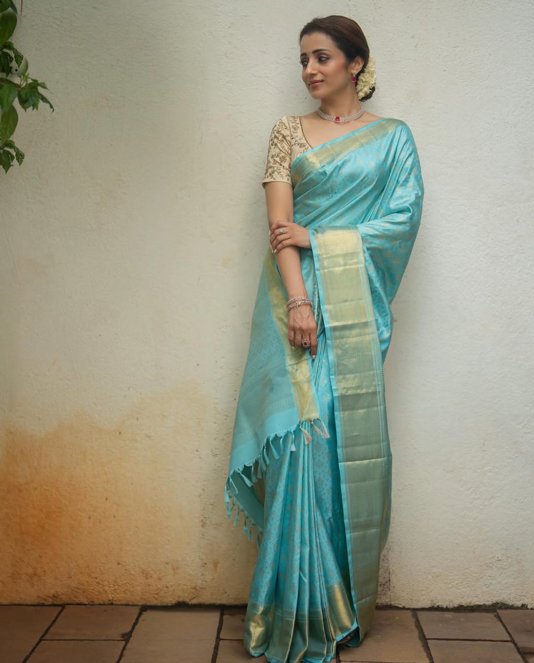 Trisha Krishnan: నీలిరంగు చీరలో చందమామలా ముద్దొస్తున్న త్రిష.. ఫోటోలు వైరల్!