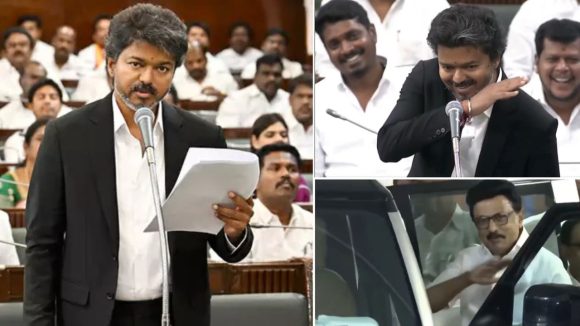 అసెంబ్లీలో సీఎం విజయ్ ఊహించని ప్రవర్తన.. స్టాలిన్‌ను అనుకరిస్తూ, చేతిని అలా చూపిస్తూ..