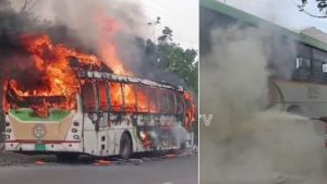 బస్సులో ఒక్కసారిగా చెలరేగిన మంటలు.. 41 మంది ప్రయాణికులు, కరీంనగర్ జిల్లాలో ఘోరం
