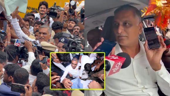 సవాల్ మీది.. అరెస్ట్ మాదా? తెలంగాణ భవన్ వద్ద హైడ్రామా.. మాజీ మంత్రి హరీష్ రావు అరెస్ట్!