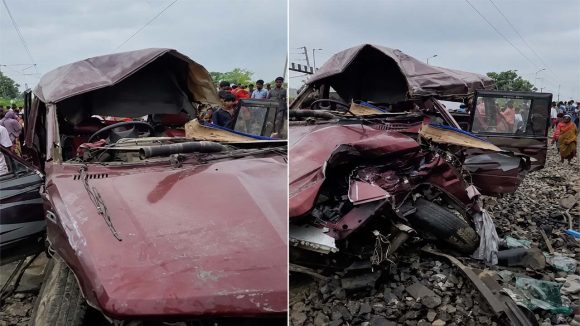 పశ్చిమ బెంగాల్‌లో రైలు ప్రమాదం.. స్కూల్ వ్యాన్‌ను ఢీ కొట్టిన రైలు, ముగ్గురు మృతి