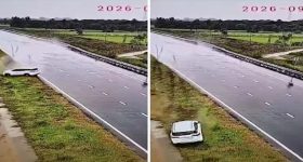 హైవే‌పై ఘోర ప్రమాదం..టైరు పగిలి ఏకంగా 100 మీటర్ల వరకు కారు,  తప్పించుకున్న బీజేపీ ఎమ్మెల్యే