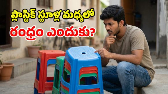 ప్లాస్టిక్ స్టూళ్ల మధ్య రంధ్రం.. డిజైన్ కోసం కాదా? కారణం తెలిస్తే పక్కా షాకవుతారు!