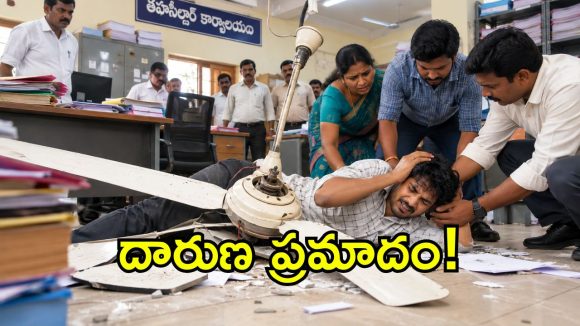 నాగలాపురం తహసీల్దార్ ఆఫీస్‌లో విషాదం.. ఫ్యాన్ ఊడిపడి యువకుడికి గాయాలు!