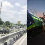 ప్రమాదానికి గురైన ట్రావెల్ బస్సు.. 30 మంది ప్రయాణికులు, చౌటుప్పల్ వద్ద ఘటన
